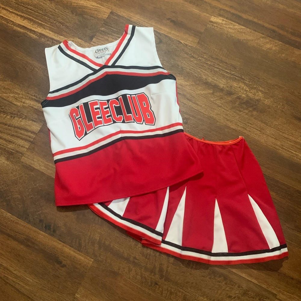 Glee Club Red and White Cheer Skirt Set